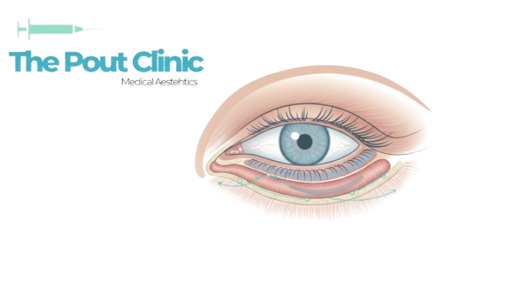 Illustration explaining the tear trough area and under-eye filler placement